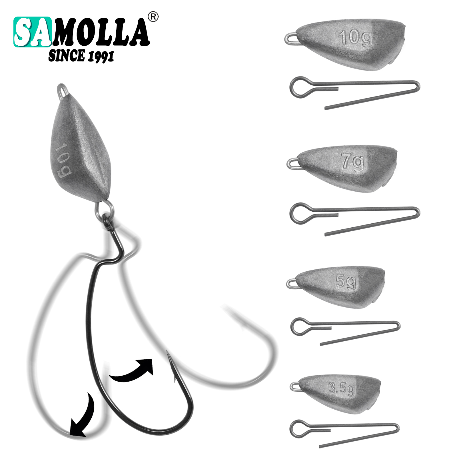 Fishing Hook Jig - SAMOLLA 5 Stück Jig Head Angelgewicht,