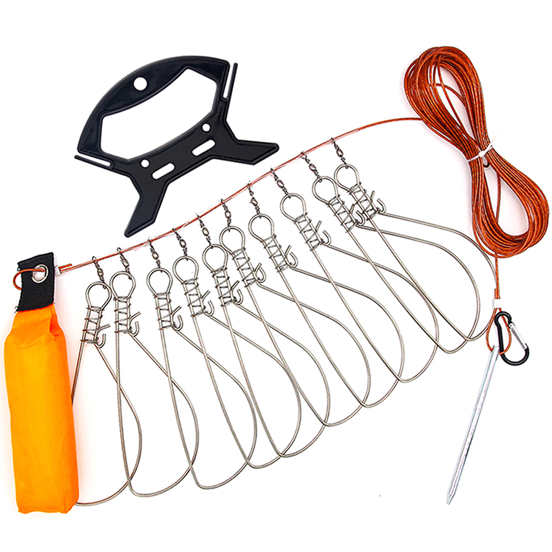 Fishing Hook Stainless Steel - Neu【Edelstahl-Angelverschluss-Schnalle mit 5 Haken, Schwimmer, Fischhalter,