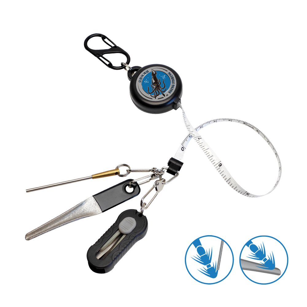 Fishing Hook Sharpener - 4-in-1 Eging Angelset: Retraktor, 100cm Maßband,